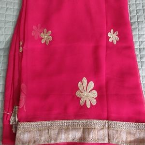 Brand new pink color floral work saree